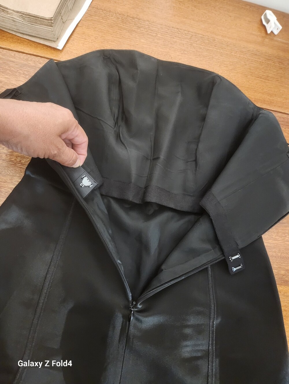 Ann Taylor black strapless satin dress Sz 0 #010 - Picture 8 of 15